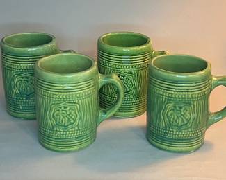 Vintage Nelson McCoy Pottery Set of 4 Beer Steins/Mugs