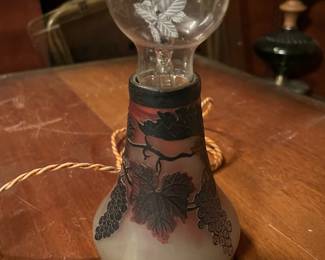 Antique cameo glass vanity lamp