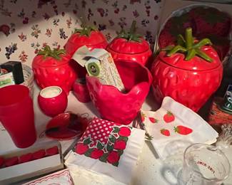 vintage strawberry canister set