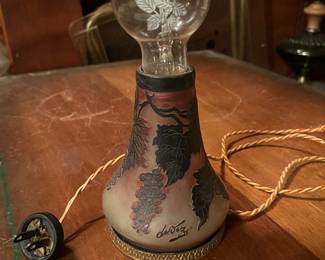 Antique cameo glass vanity lamp