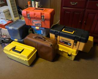 lots of tools and tool boxes