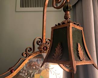 antique iron console table with mirror and integrated light
