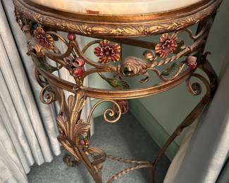 antique iron console table with mirror and integrated light