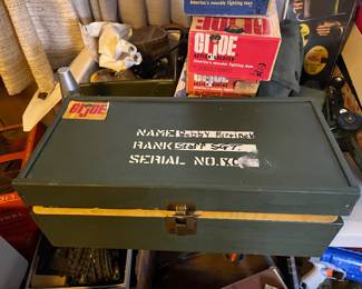 vintage GI Joe footlocker with accessories