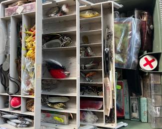 vintage full tackle boxes