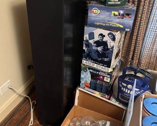 Pair Klipsch RF 63 floor speaker towers - plus lots of laser lights, LED lights, Lava lamps, new in box