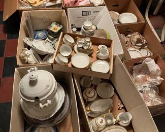 Lots of hand painted china, plates, bowls 