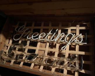 vintage neon Season Greetings light