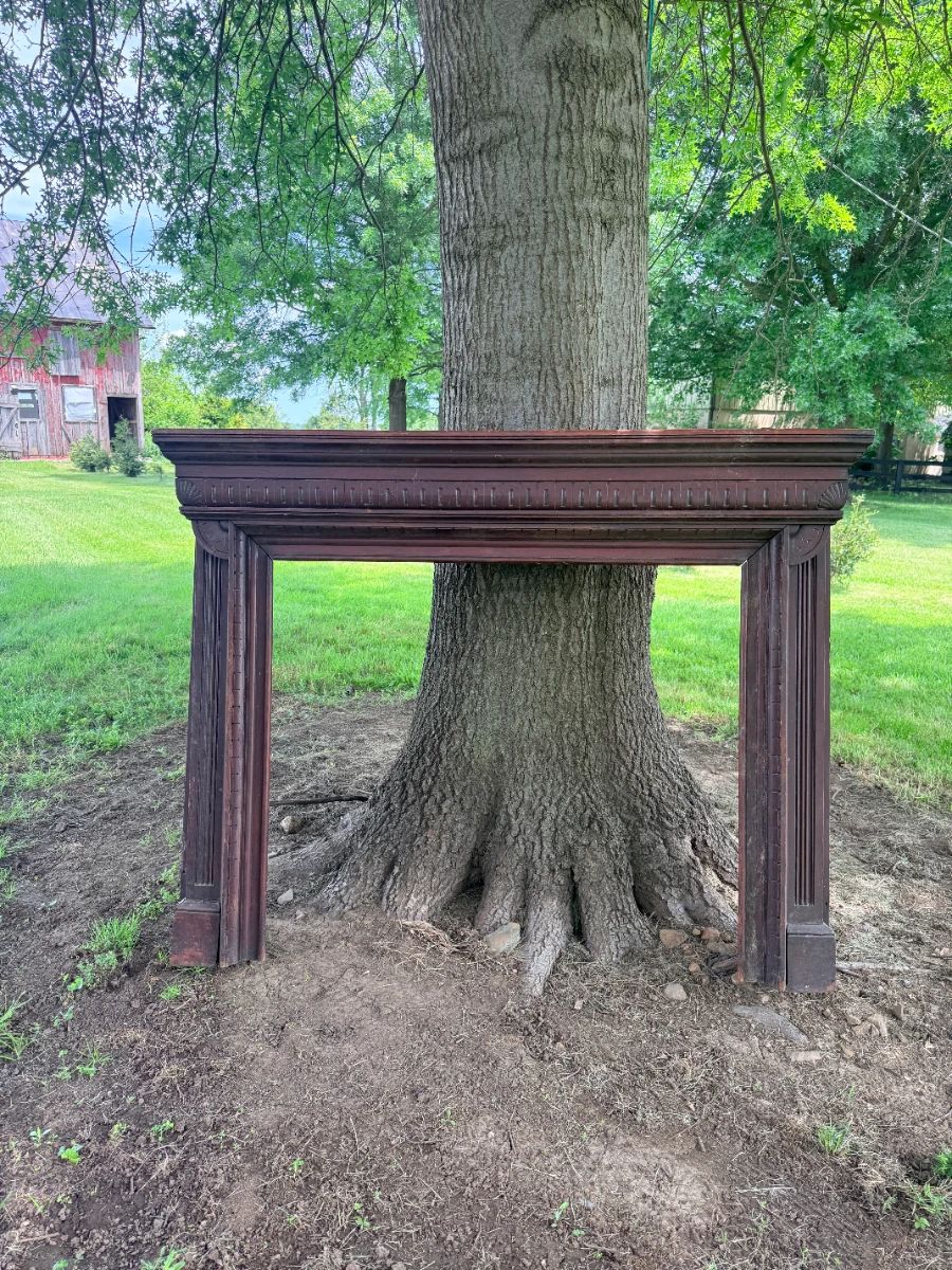 Antique Wood Fireplace Mantel and Surround