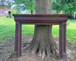 Antique Wood Fireplace Mantel and Surround