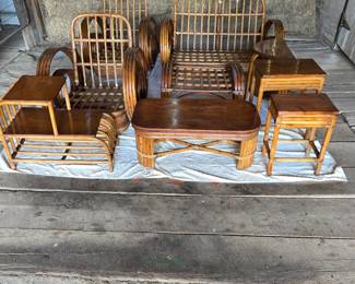 Vintage rattan/bent bamboo living room set