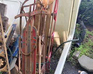 Vintage Winter Wooden Sleds - Includes "Silver Streak" and a "Flexible Flyer III"