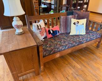 Arts & Crafts oak sofa