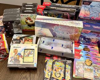 Pokemon, Magic The Gathering, sports trading cards (no discounts on new/sealed items)