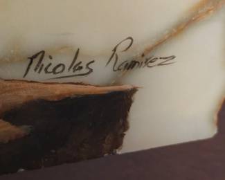 Native American painting on marble slab by Nicolas Ramirez