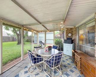 glass-topped patio table