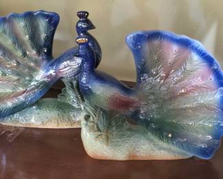 Pair of Peacock figurines