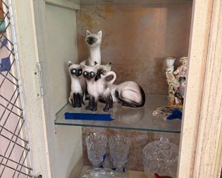 Siamese cat porcelain figurines 