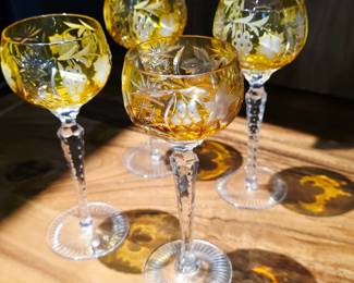 Nachtmann Traube amber cased crystal wine goblets