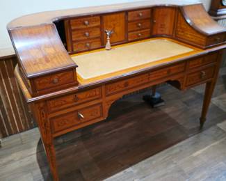 19th century satinwood Carlton House writing desk from Edwardian era