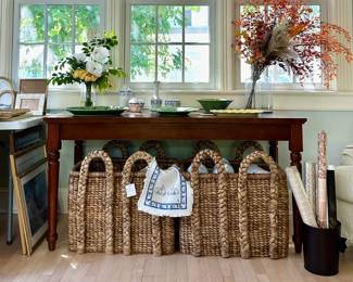 Pottery Barn Beachcomber Baskets, Faux Floral Arrangements