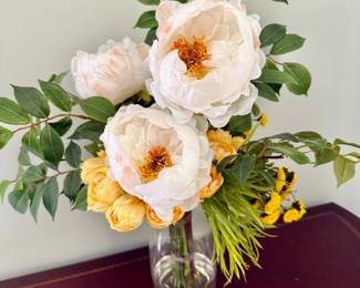 Silk Flower Depot White & Yellow Floral Arrangement in Glass Vase