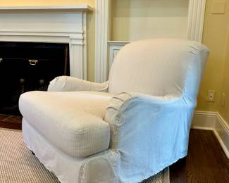 Serena & Lily Miramar Slipcovered Cotton Pinstripe Armchair