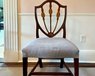 Set of 10 Antique Shield Back Hepplewhite Style Dining Chairs