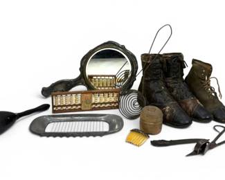 Antique Shoes, Mirror, Abacus, Hair Comb, Butter Cutter,  More