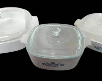 Corning Ware Blue Cornflower Dishes With Glass Lids