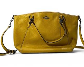 Coach Yellow Leather Kelsey Satchel Crossbody Bag w COA