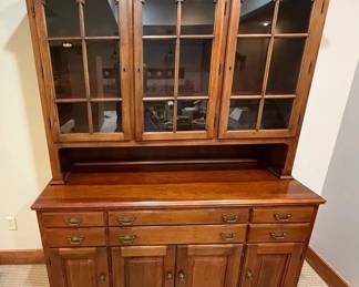 Traditional Wooden Hutch w Brass Hardware