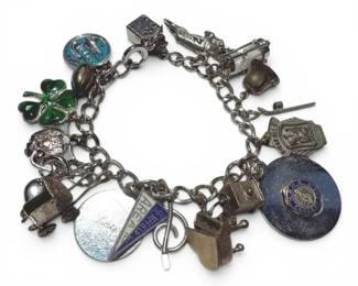 Sterling Silver Charm Bracelet 45.66g