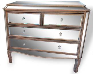 Mirrored Dresser w Faux Wood Border