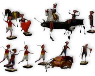 Unique Vintage Mexican Bull Fighting Figures