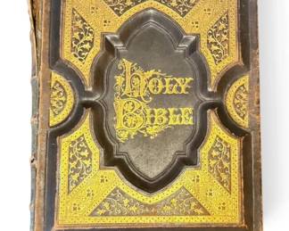 Antique 1885 LeatherBound  Illustrated Holy Bible