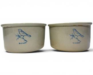 Two Bluebird Stoneware Crocks