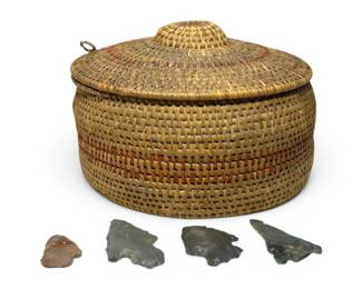 HandWoven Native American Sewing Basket  Arrowheads