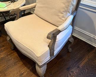 Another view of the French upholstered Armchairs - matched set of 2 available