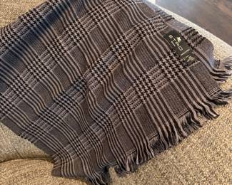 Etro black and grey plaid oversized scarf