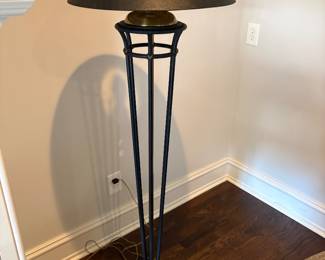 Black metal and brass floor lamp with black and gold shade - matches the table lamp