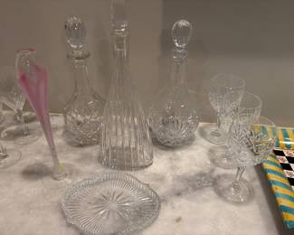 Crystal decanters, vases, dishes and glassware