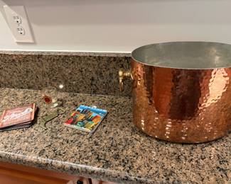 Copper wine cooler and coasters