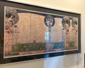 Another view of the vintage Asian artwork - framed