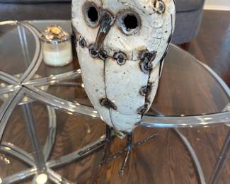 Ceramic Owl with metal feet
