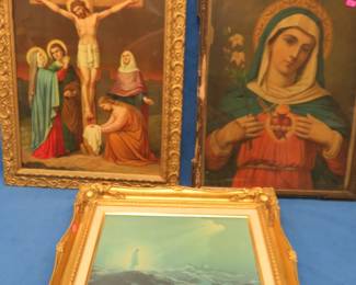 Lot 250. Three framed religious pictures
