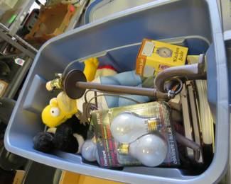 Lot 131. 18-gallon Rubbermaid tote with a lid and more.