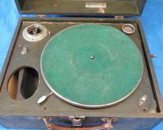 Lot 158. Old wind-up record player. No crank present
