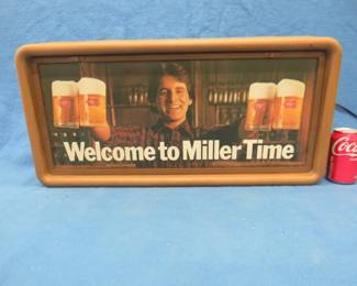 Lot 205. 1984 Miller High Life lighted sign. Dimensions in inches: 27 X 13 X 4.5