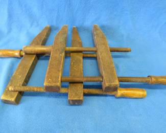 Lot 151. Two vintage wooden furniture clamps
